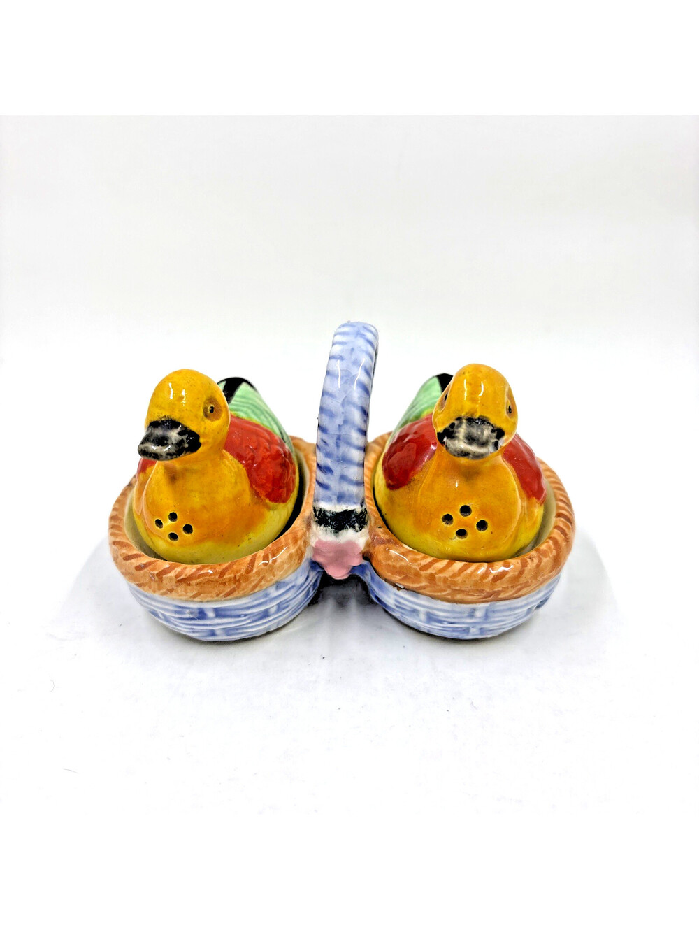 Occupied Japan Ducks in a Basket Salt & Pepper Shakers Vintage Mallard decor